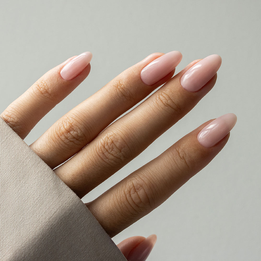 Gelous Pink Rubber Base Coat gel nail polish swatch - photographed in New Zealand