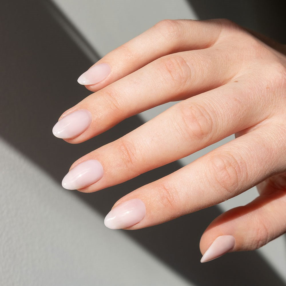 Gelous Ballet Builder in a Bottle (BIAB) gel nail polish on model - photographed in New Zealand