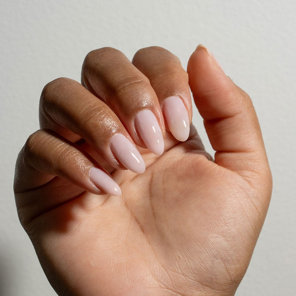 Gelous Ballet Builder in a Bottle (BIAB) gel nail polish on model - photographed in New Zealand