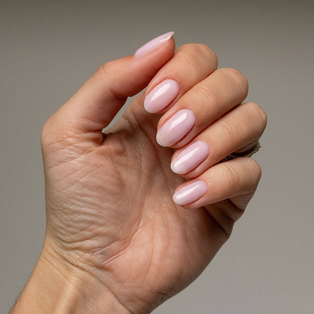 Gelous Ballet Builder in a Bottle (BIAB) gel nail polish on model - photographed in New Zealand