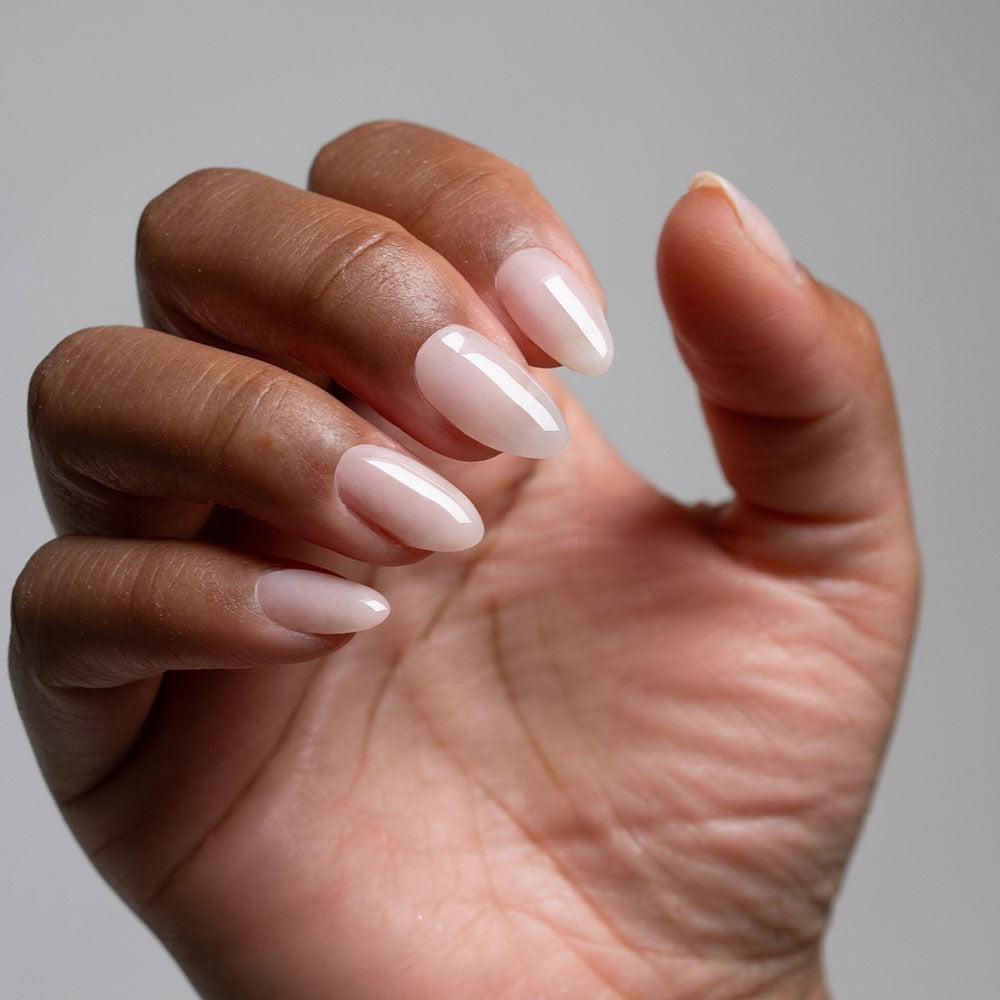 Gelous Bare Builder in a Bottle (BIAB) gel nail polish on model - photographed in New Zealand