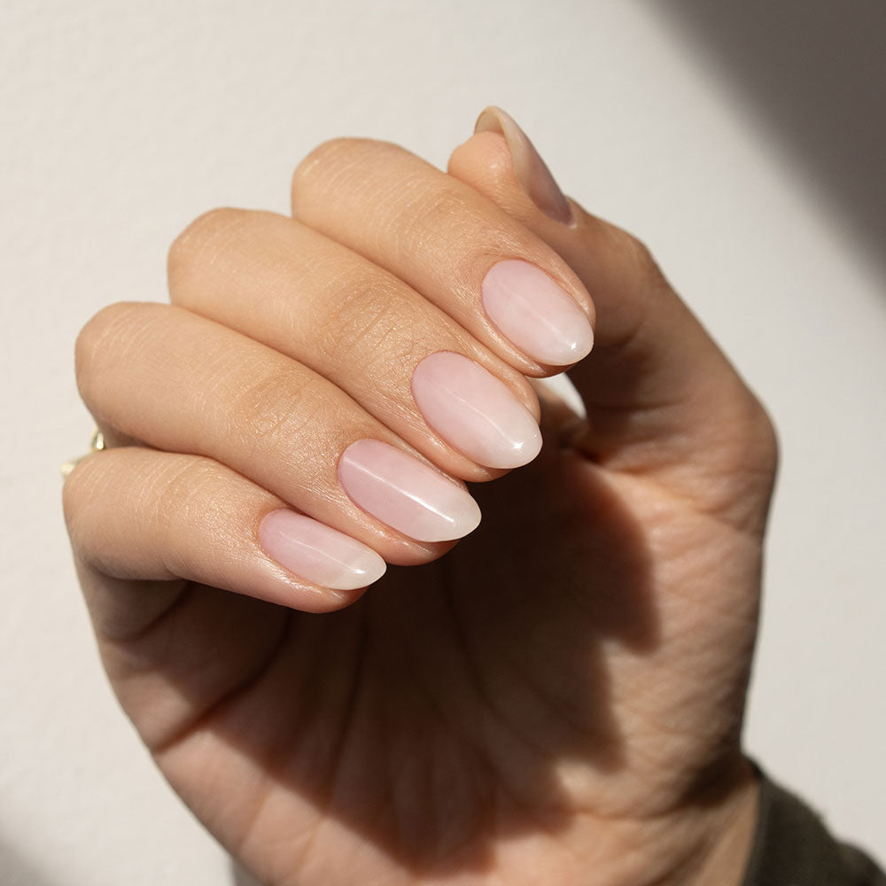 Gelous Bare Builder in a Bottle (BIAB) gel nail polish on model - photographed in New Zealand