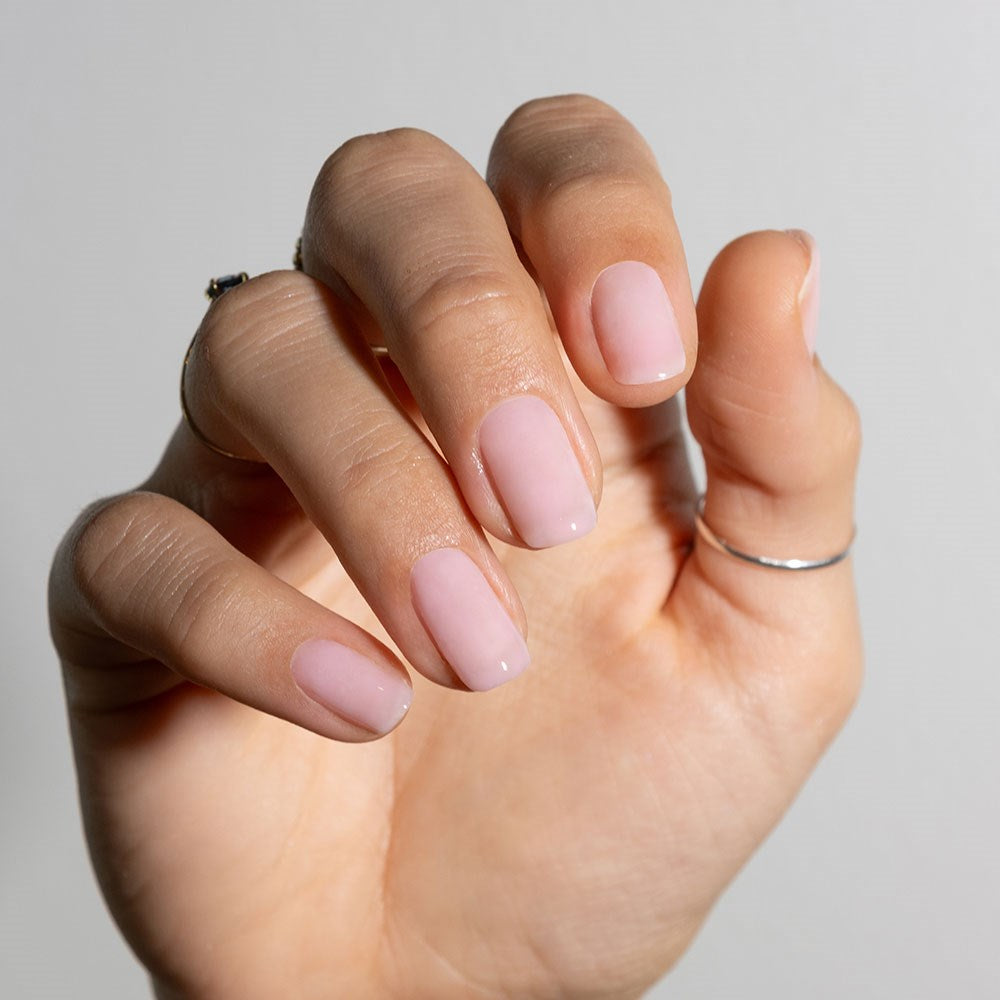 Gelous Candy Floss Builder in a Bottle (BIAB) gel nail polish on model - photographed in New Zealand