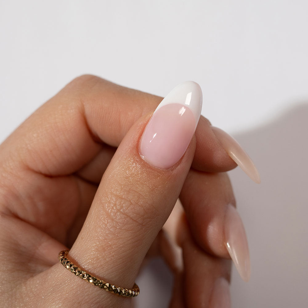 Gelous Candy Floss Builder in a Bottle (BIAB) gel nail polish on model - photographed in New Zealand