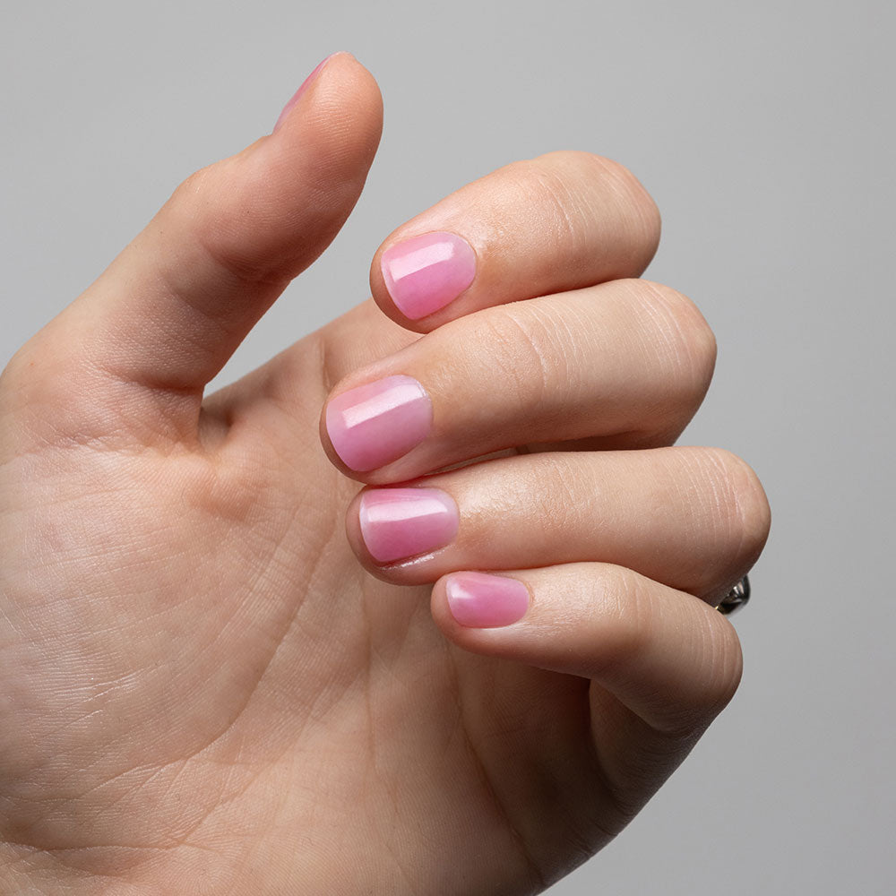 Gelous Lip Gloss Builder in a Bottle (BIAB) gel nail polish on model - photographed in New Zealand