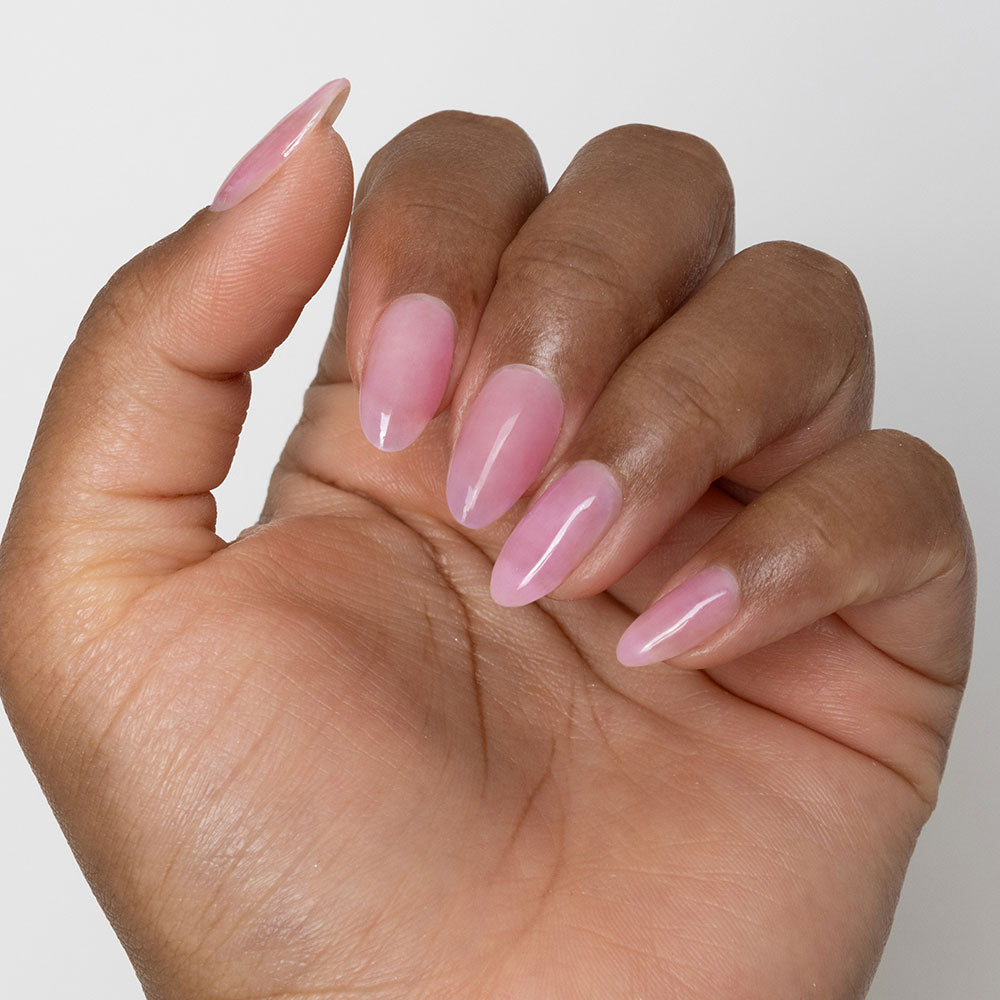 Gelous Lip Gloss Builder in a Bottle (BIAB) gel nail polish on model - photographed in New Zealand