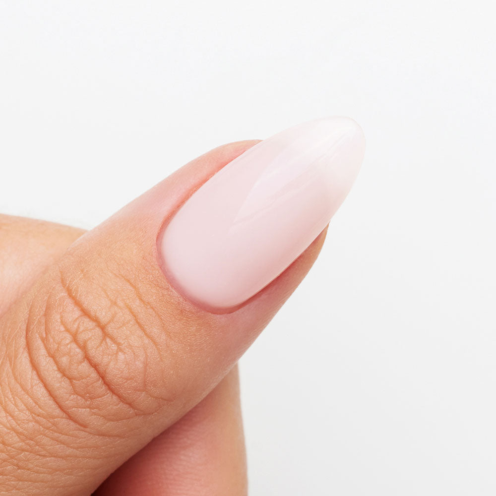 Gelous Milky Pink Builder in a Bottle (BIAB) gel nail polish on model - photographed in New Zealand