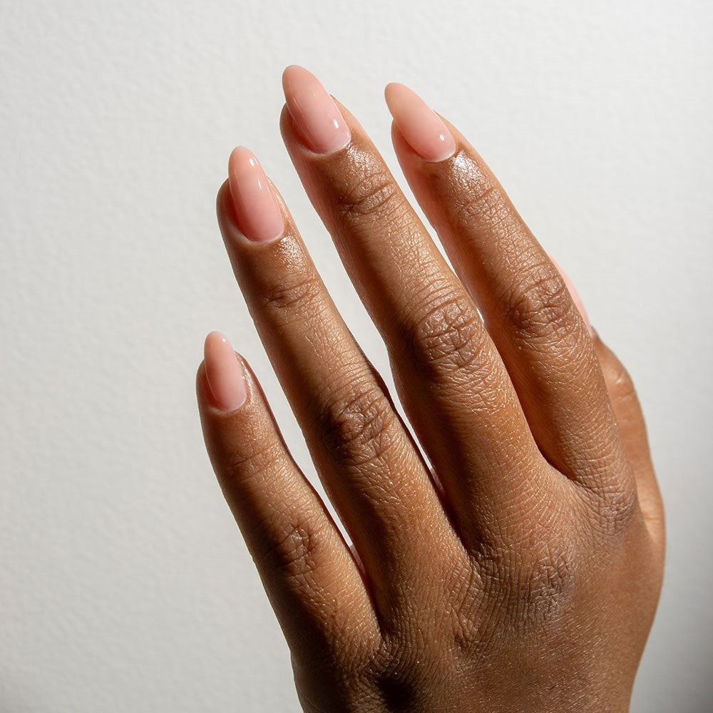 Gelous Rosy Builder in a Bottle (BIAB) gel nail polish on model - photographed in New Zealand
