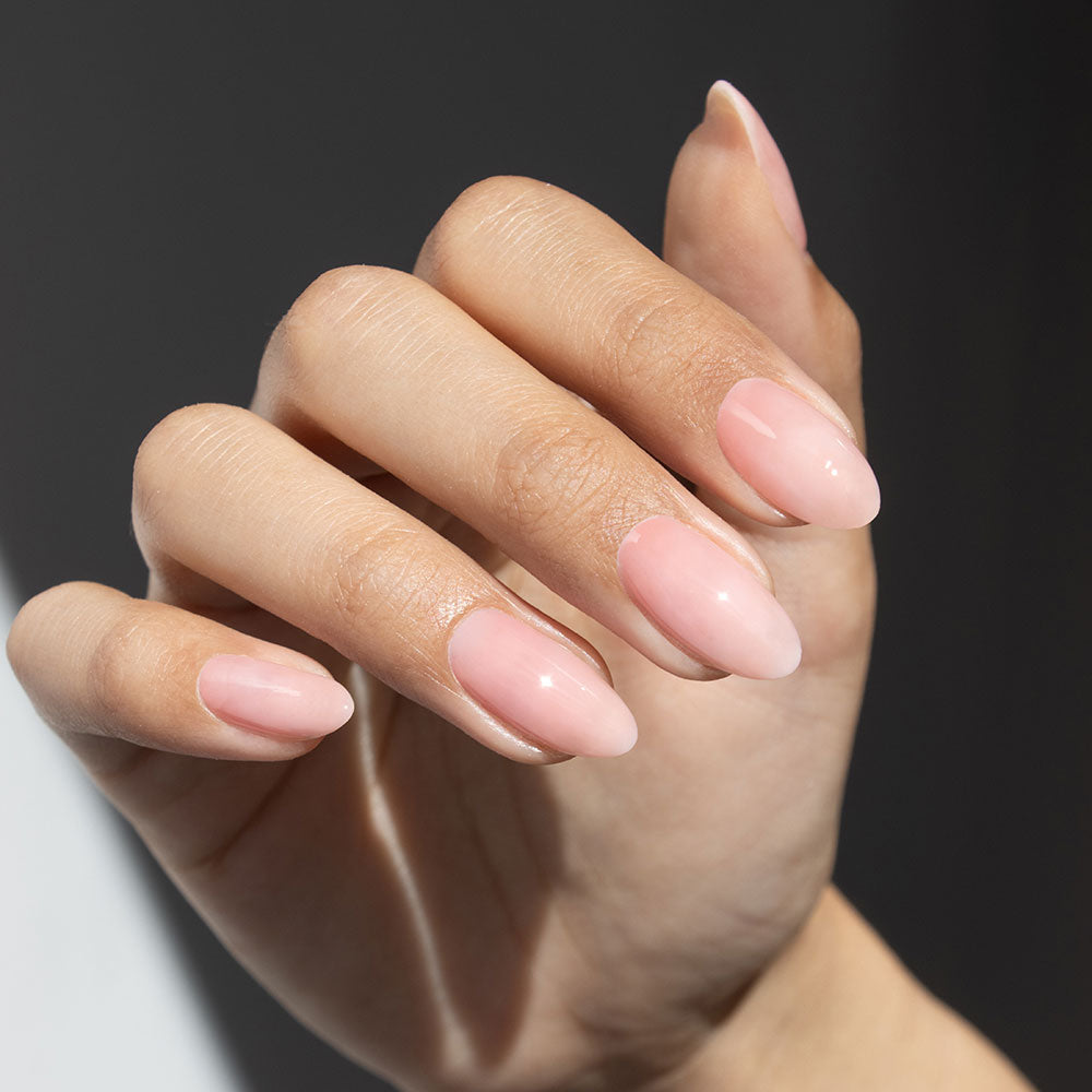 Gelous Rosy Builder in a Bottle (BIAB) gel nail polish on model - photographed in New Zealand