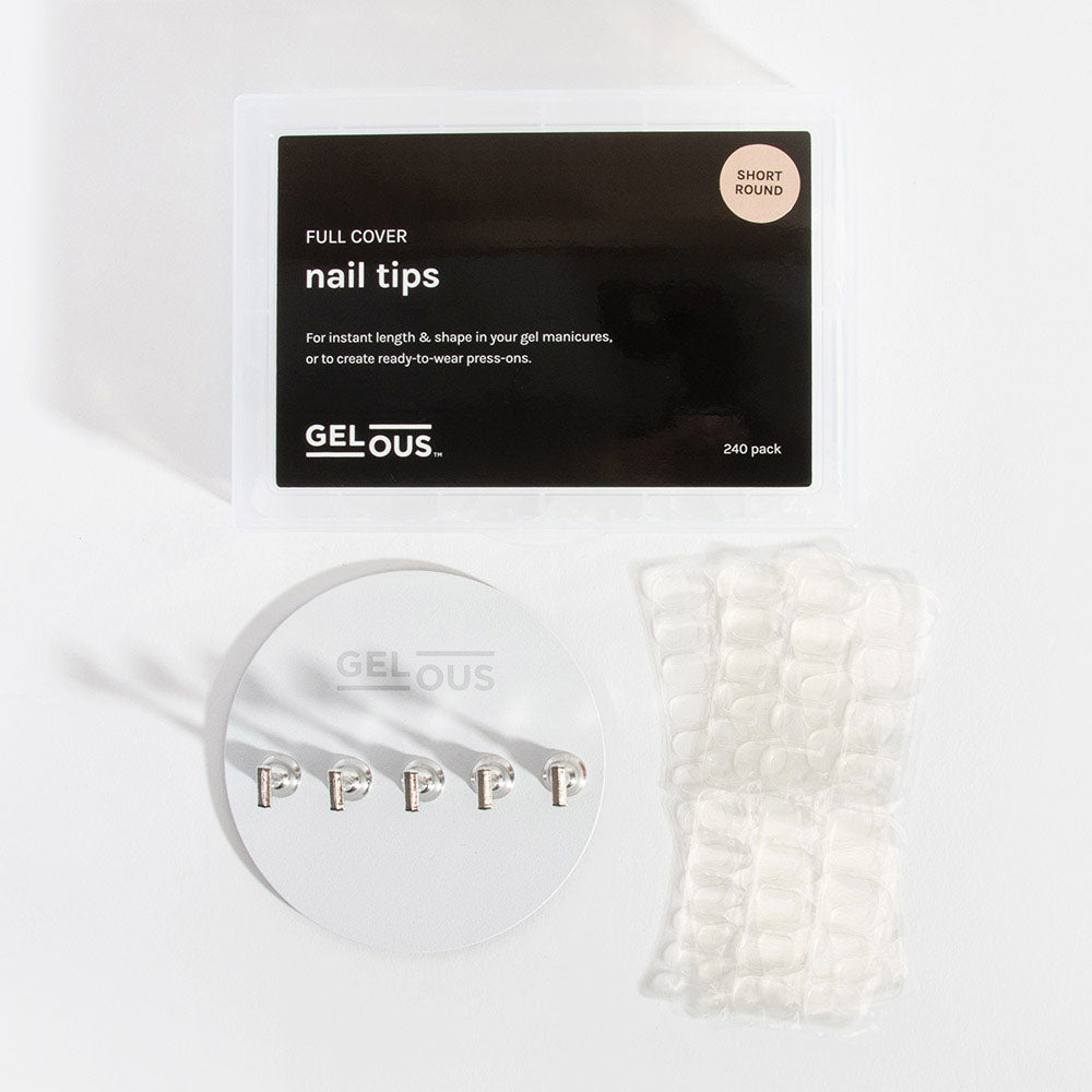 Customisable DIY Press-On Kit with various Nail Tips, Magnetic Nail Tip Stand, and Sticky Tabs for adhering - photographed in New Zealand