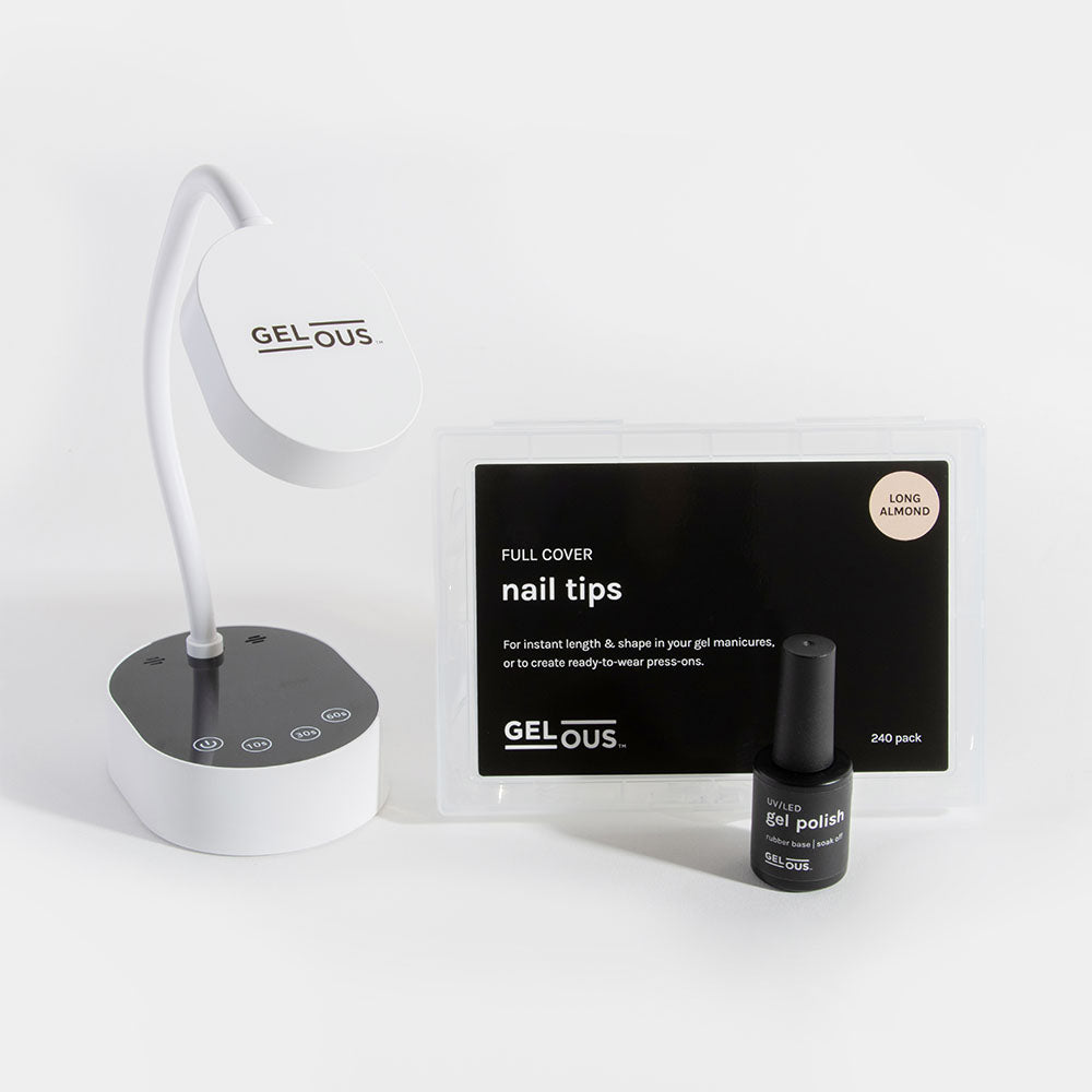 Customisable Nail Tip Kit with Rechargeable Gel Nail Lamp and various Nail Tips - photographed in New Zealand