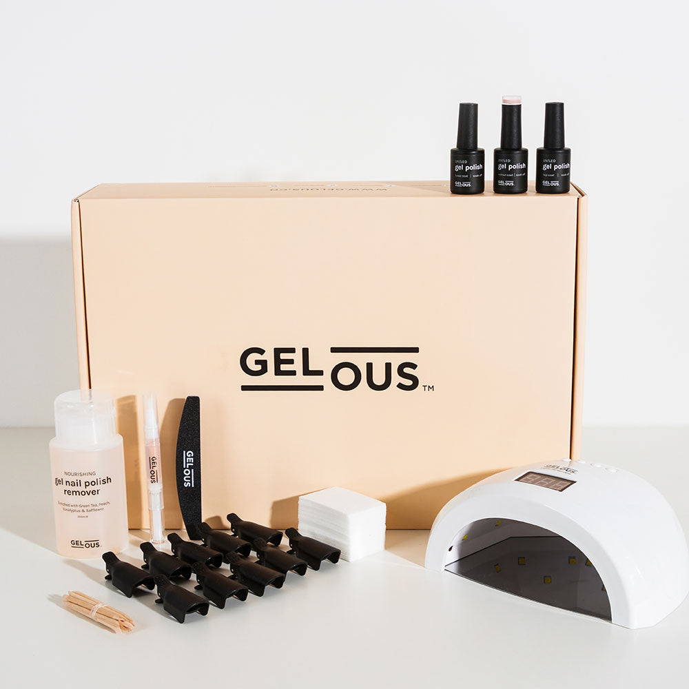 Gelous Starter Gel Manicure Kit Flat Lay - Photographed in New Zealand