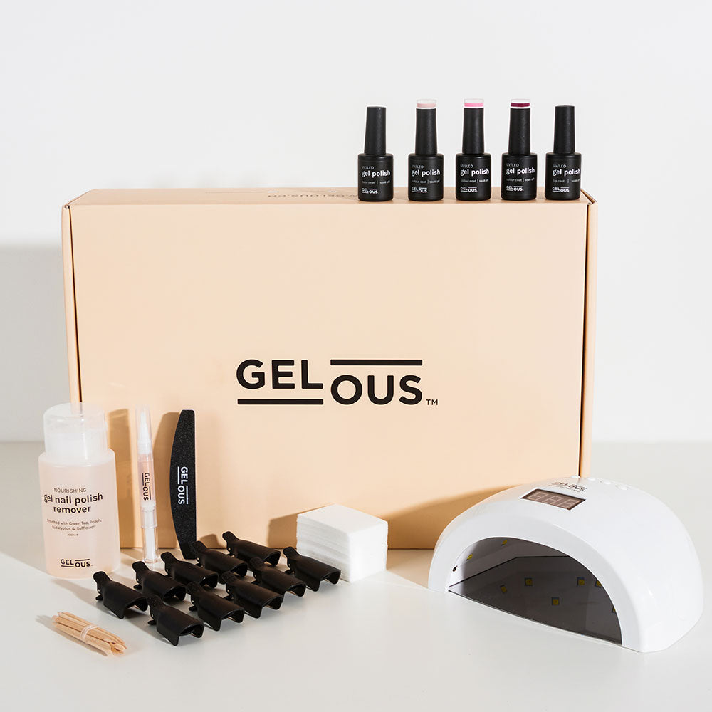 Gelous Super Starter Gel Manicure Kit Flat Lay - Photographed in New Zealand