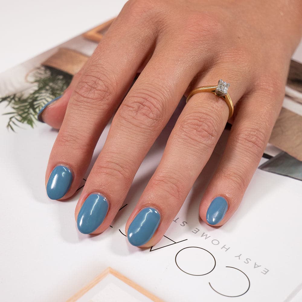 Gelous Blue Haze gel nail polish - photographed in New Zealand on model