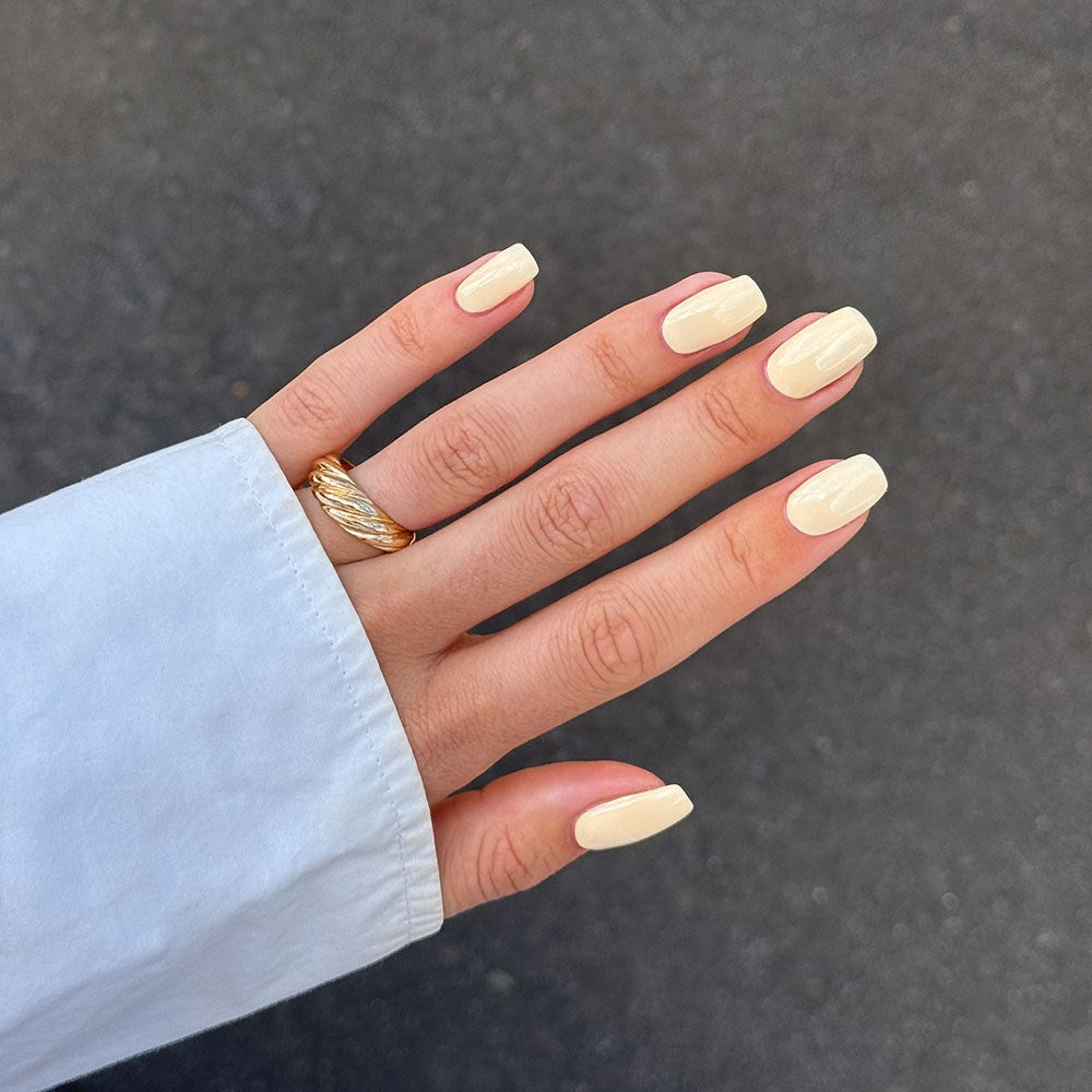 Gelous Buttercream HEMA & TPO Free gel nail polish - photographed in New Zealand on model