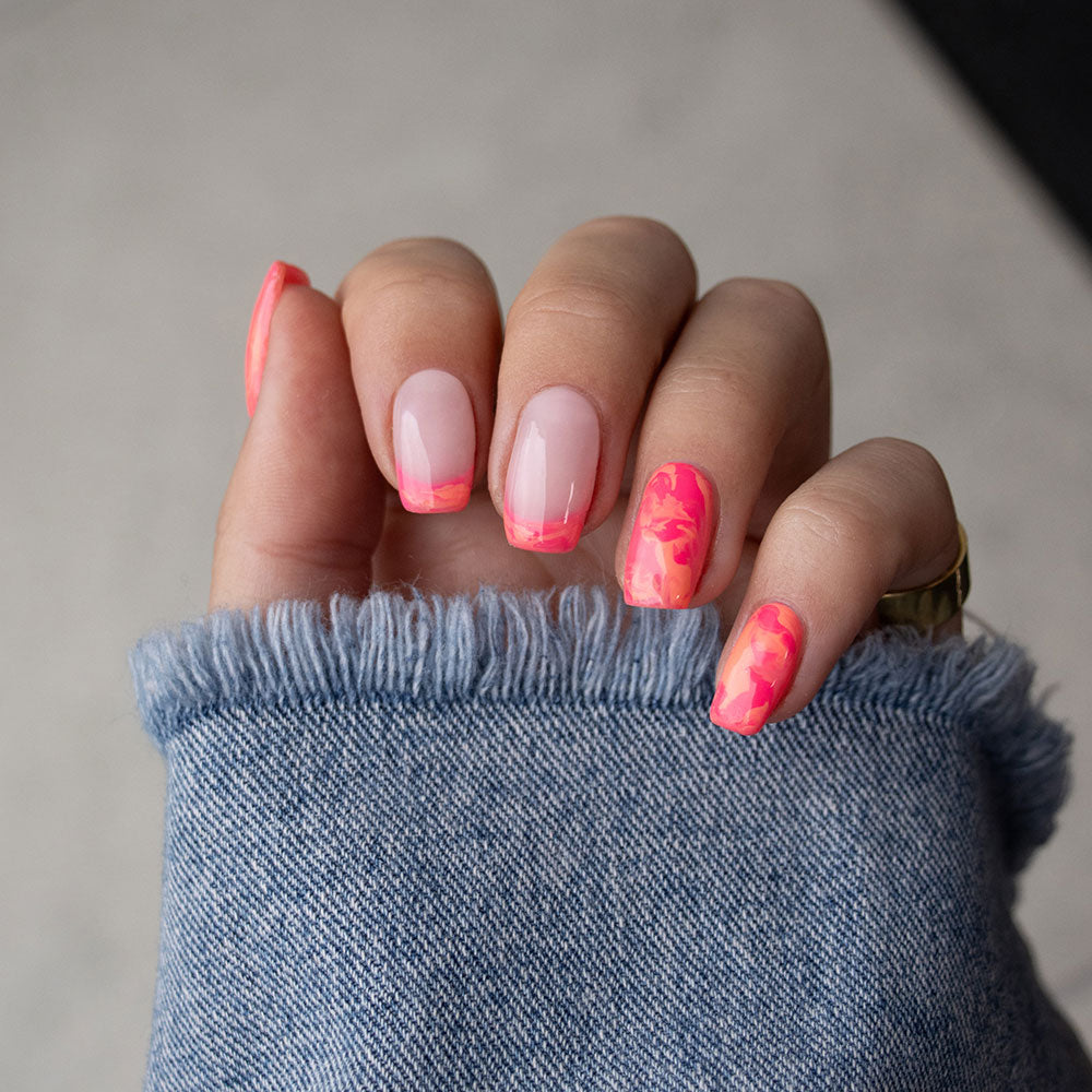 Gelous Coral Baskin gel nail polish - photographed in New Zealand on model