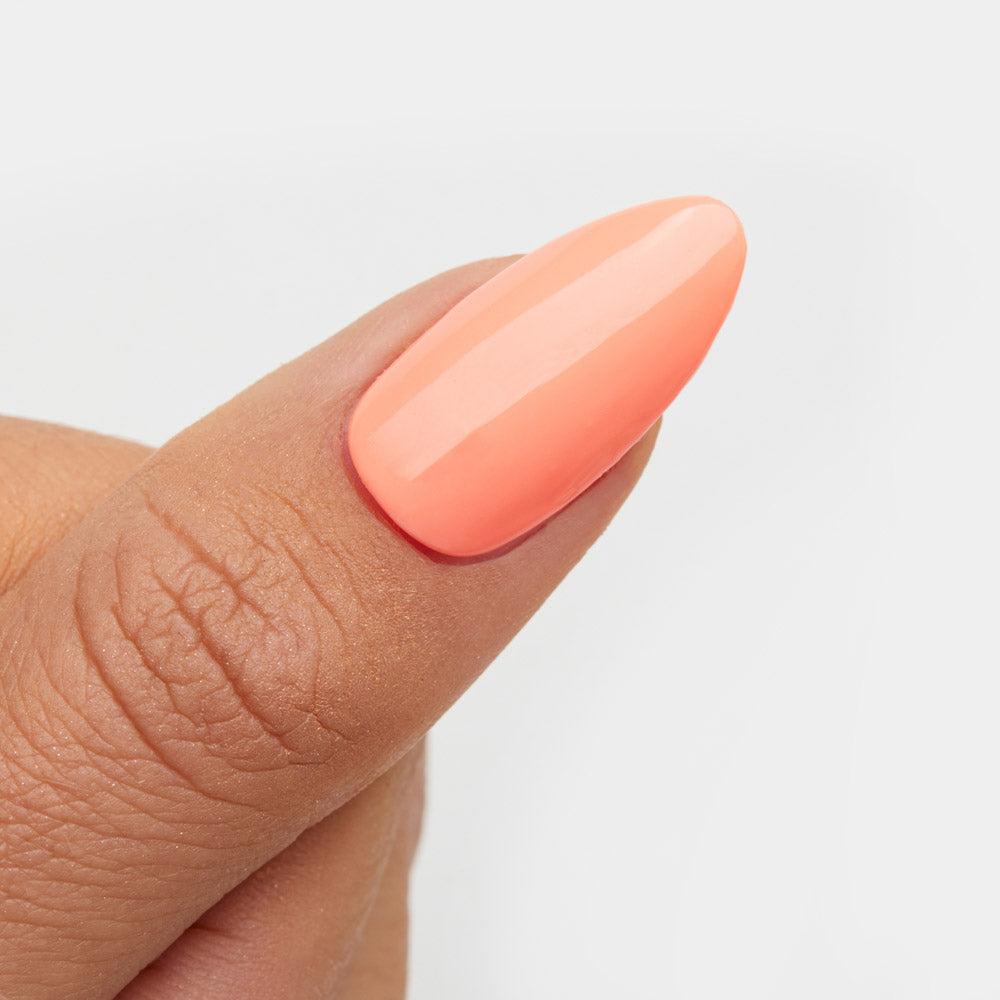 Gelous Coral Baskin gel nail polish swatch - photographed in New Zealand