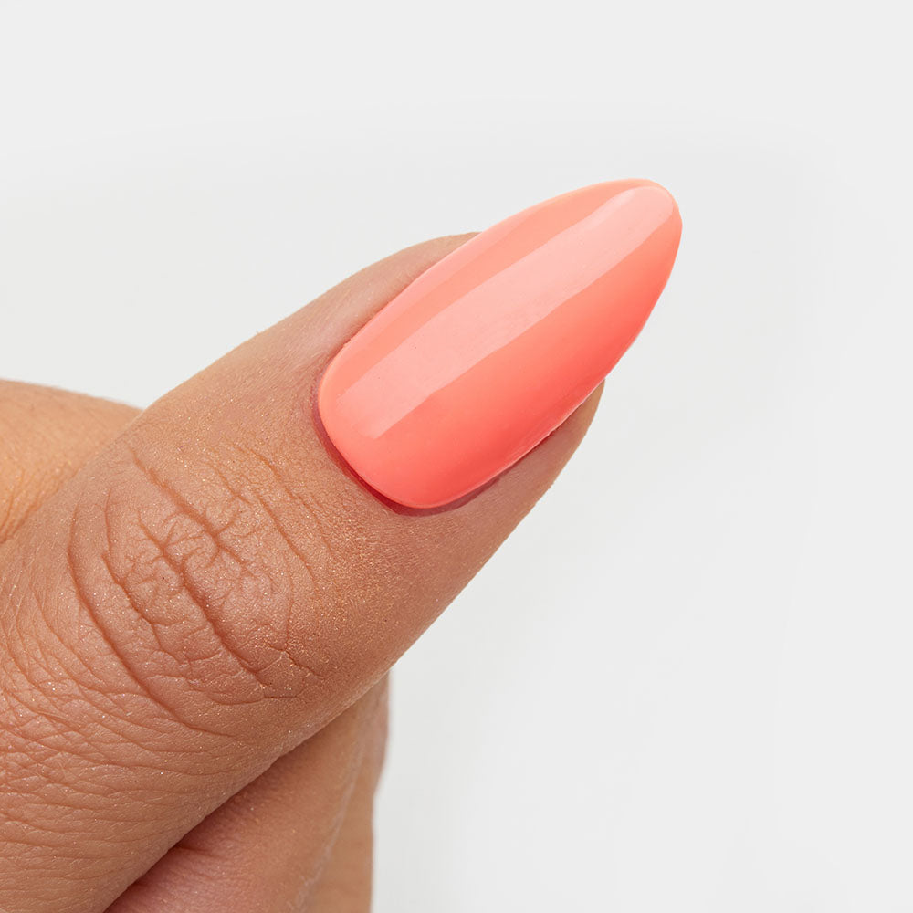Gelous Coral Baskin gel nail polish swatch - photographed in New Zealand