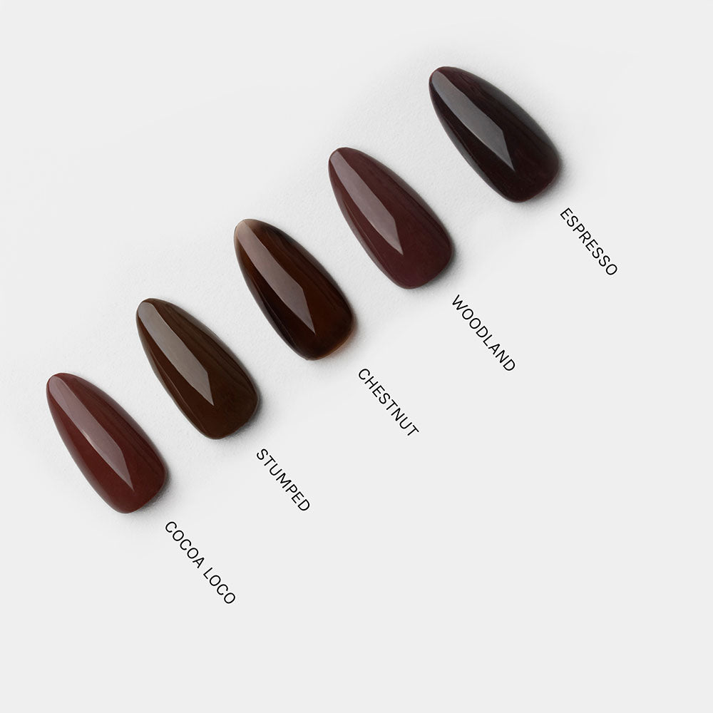 Gelous Chestnut gel nail polish comparison - photographed in New Zealand