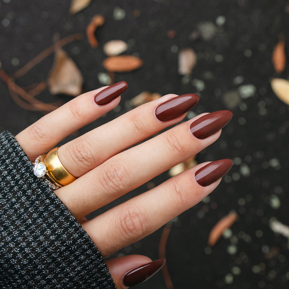 Gelous Cocoa Loco HEMA & TPO Free gel nail polish swatch - photographed in New Zealand on model