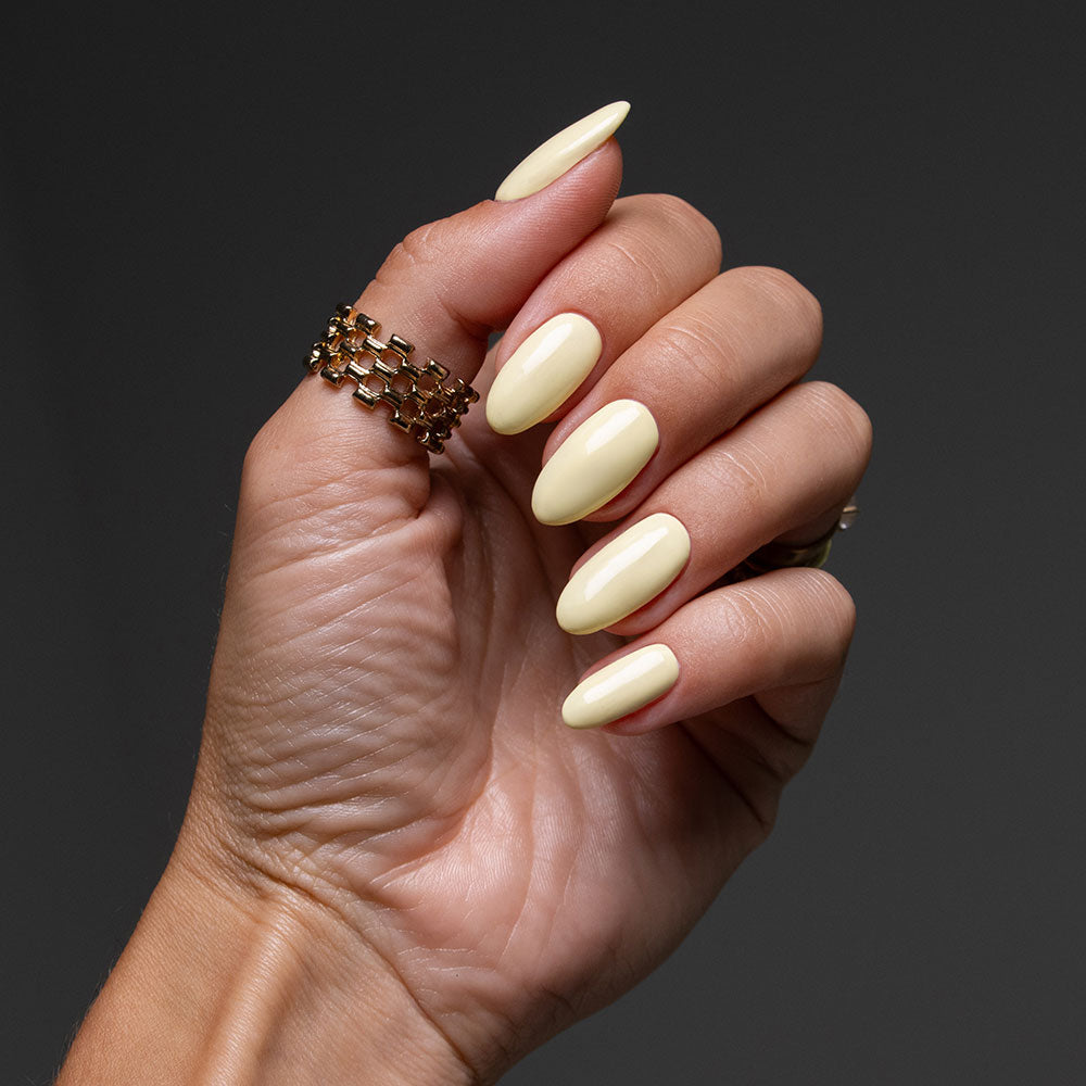 Gelous Custard Cream gel nail polish swatch - photographed in New Zealand