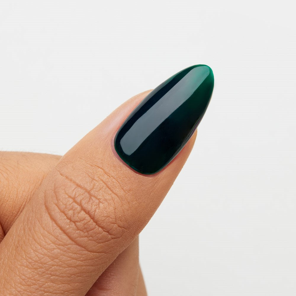 Gelous Darkest Forest HEMA & TPO Free gel nail polish swatch - photographed in New Zealand on model