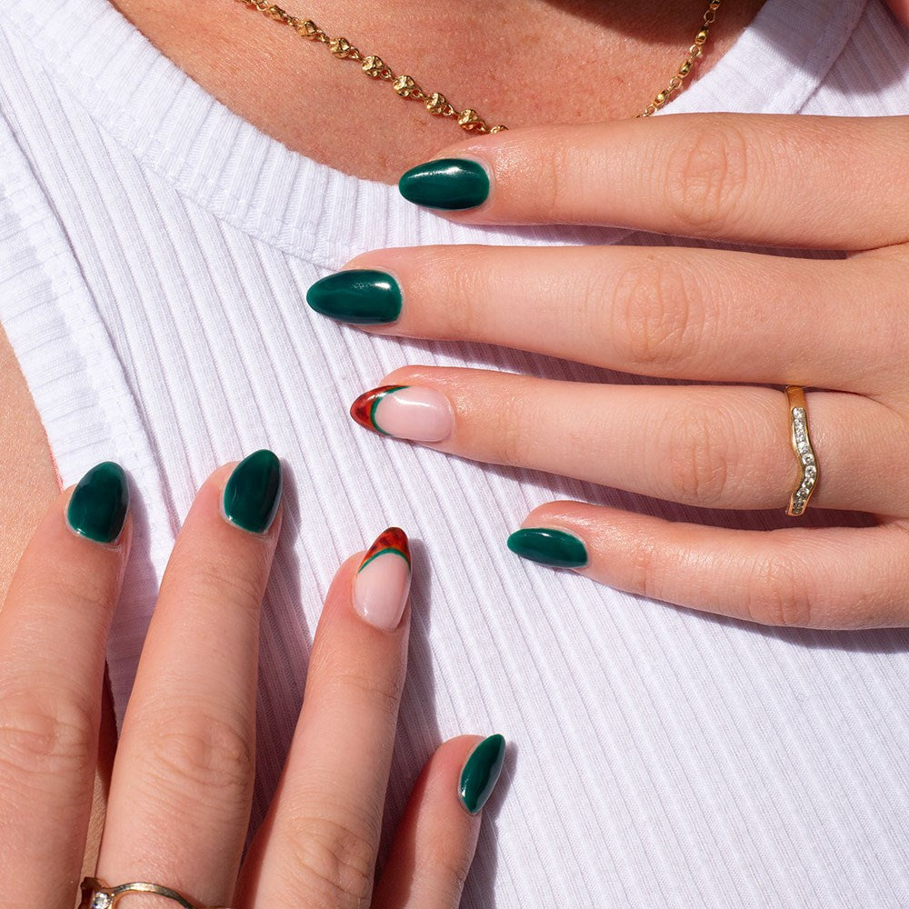 Gelous Darkest Forest HEMA & TPO Free gel nail polish - photographed in New Zealand on model