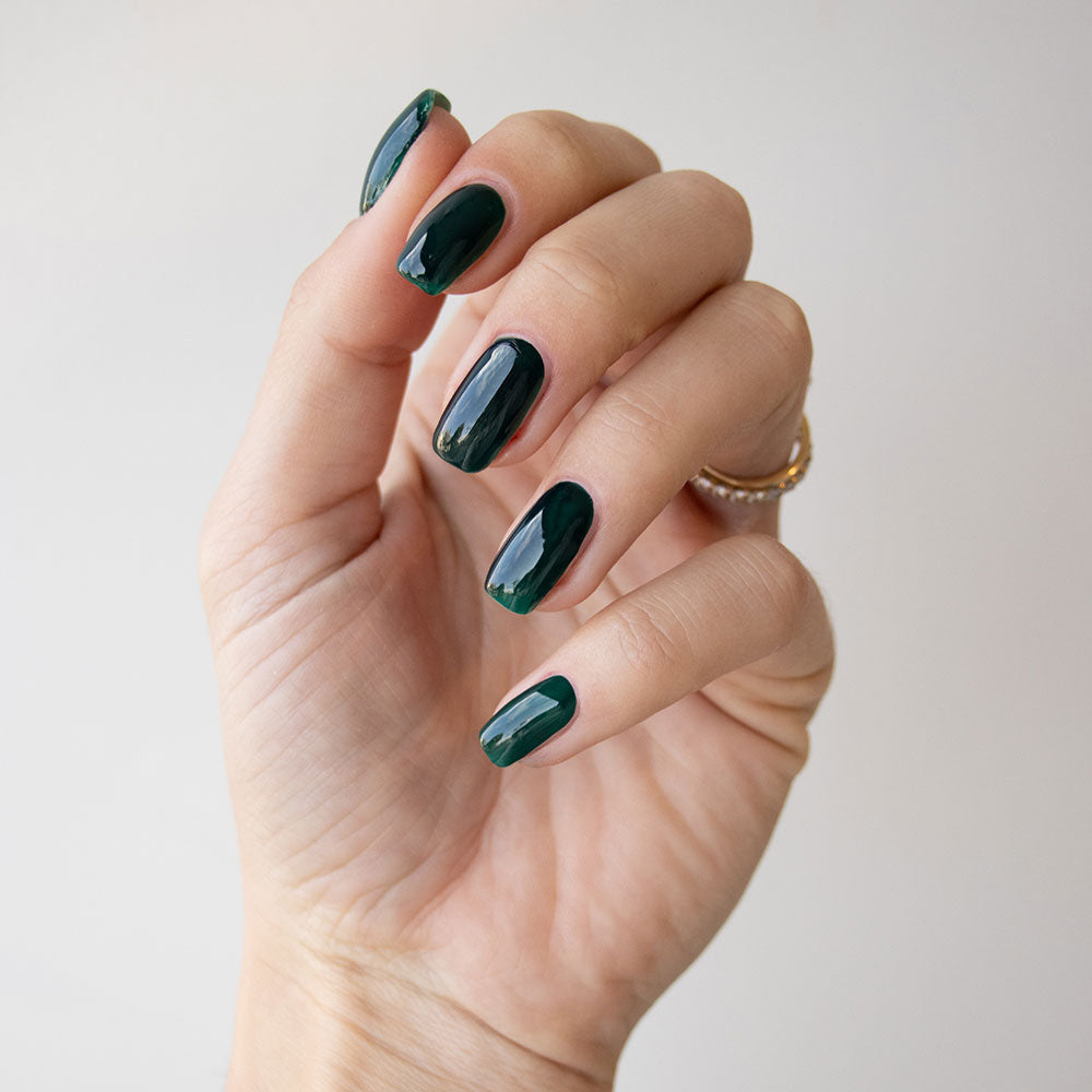 Gelous Darkest Forest HEMA & TPO Free gel nail polish - photographed in New Zealand on model
