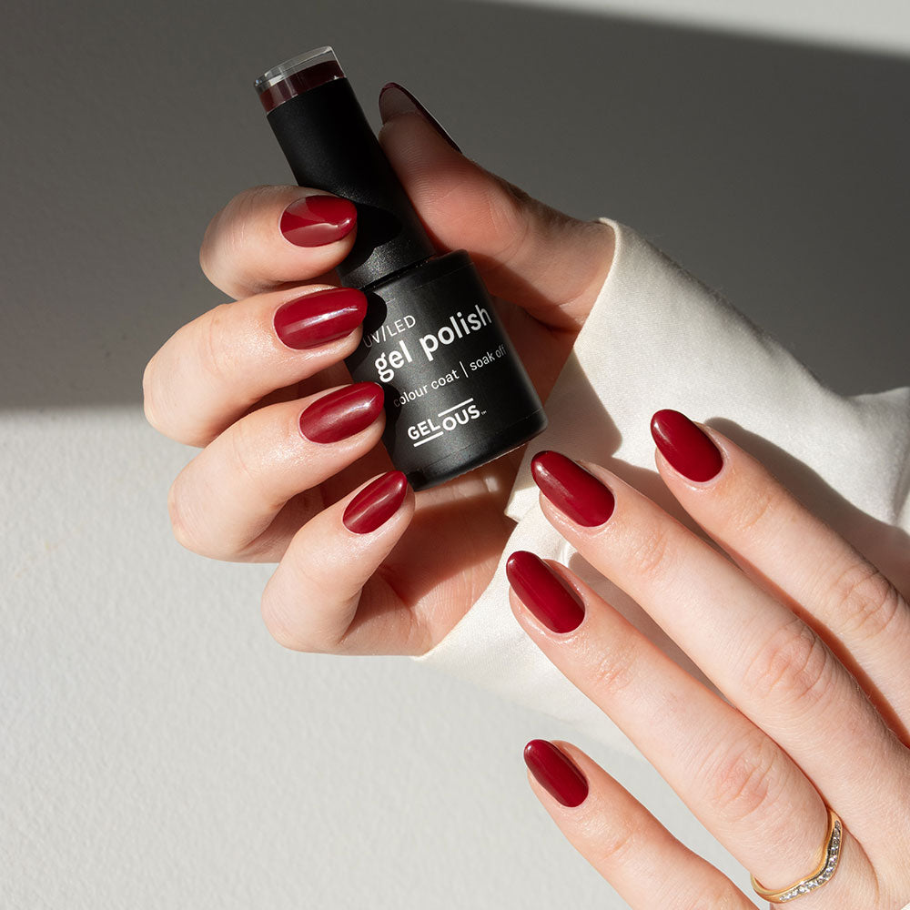 Gelous Dracula&#39;s Bride gel nail polish - photographed in New Zealand on model