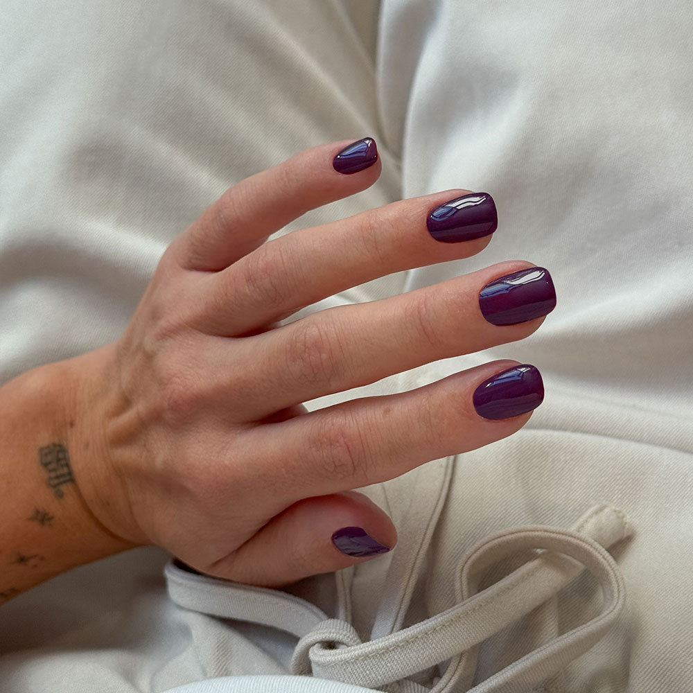Gelous Elderberry HEMA & TPO-Free gel nail polish swatch - photographed in New Zealand