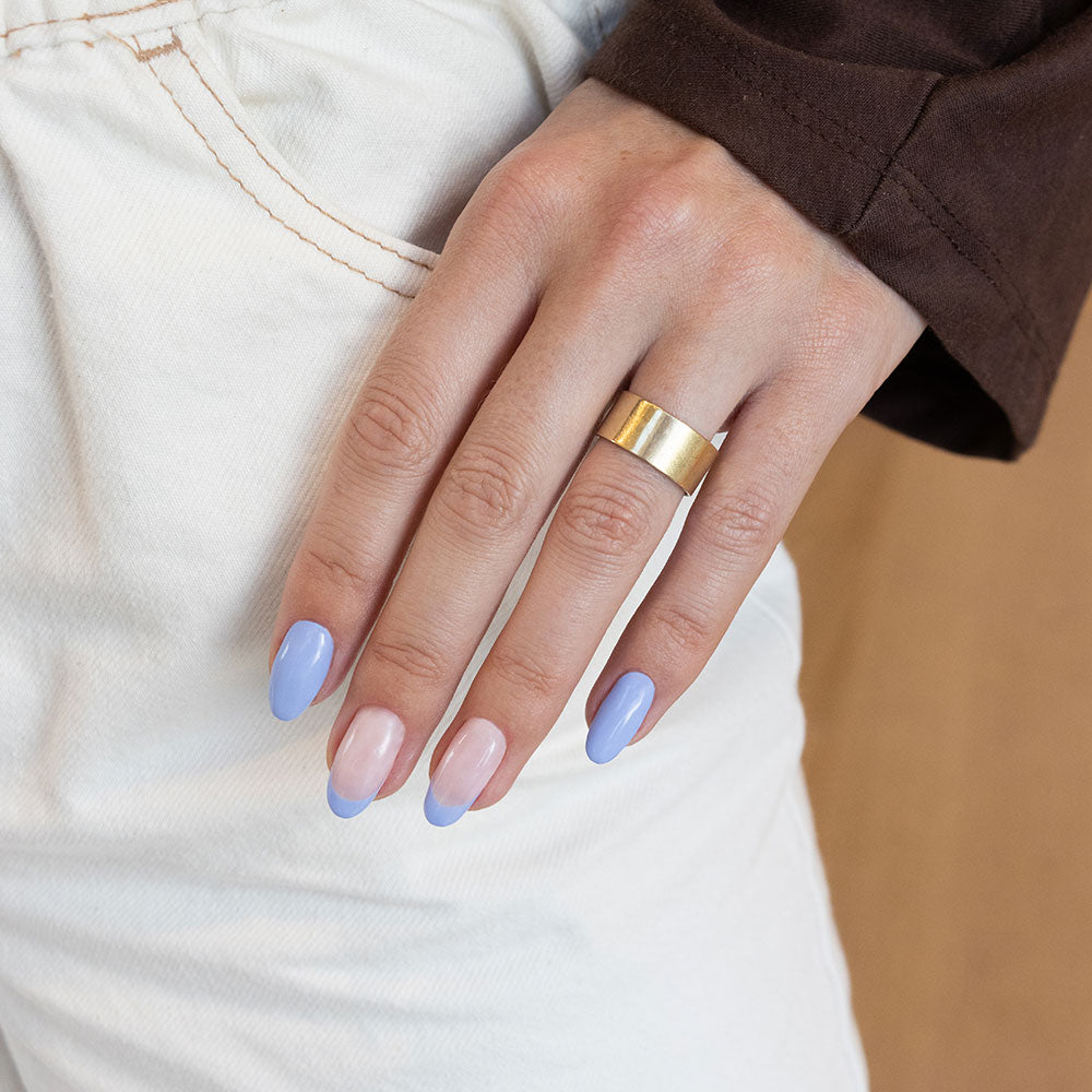 Gelous Forget me Not HEMA & TPO Free gel nail polish - photographed in New Zealand on model