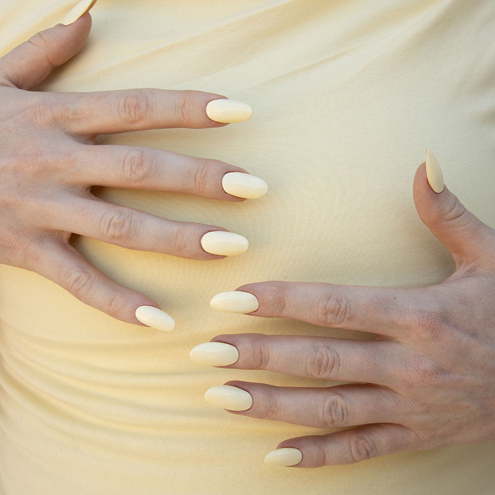 Gelous Lemon Sorbet gel nail polish - photographed in New Zealand on model