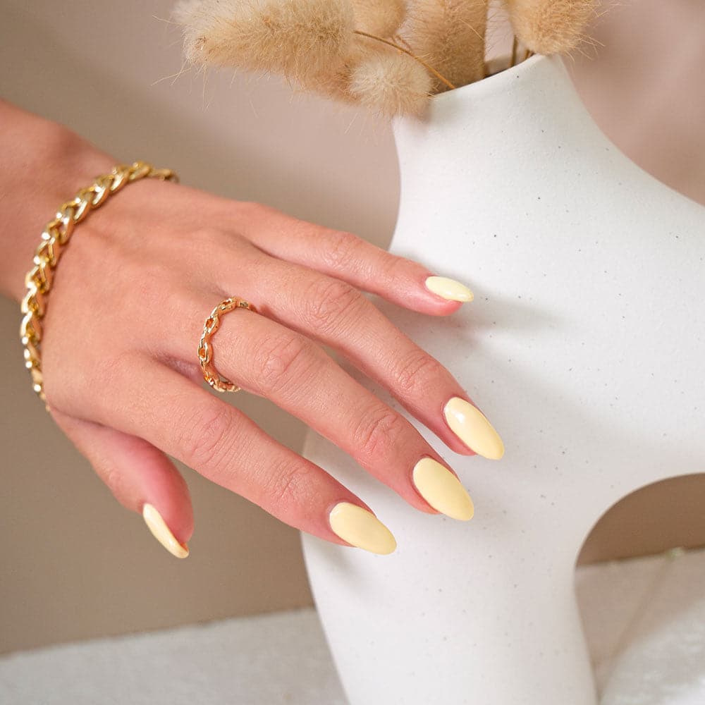 Gelous Lemon Sorbet gel nail polish - photographed in New Zealand on model
