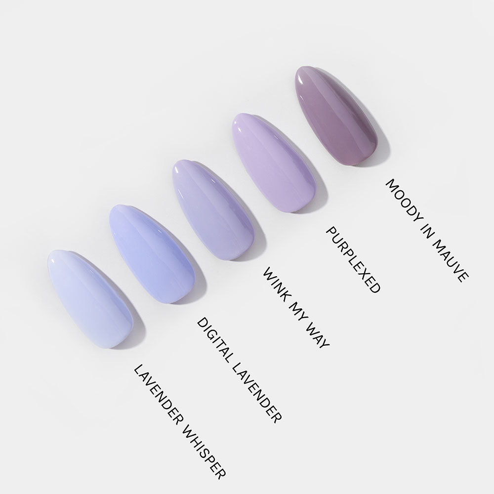 Gelous Lavender Whisper gel nail polish comparison - photographed in New Zealand