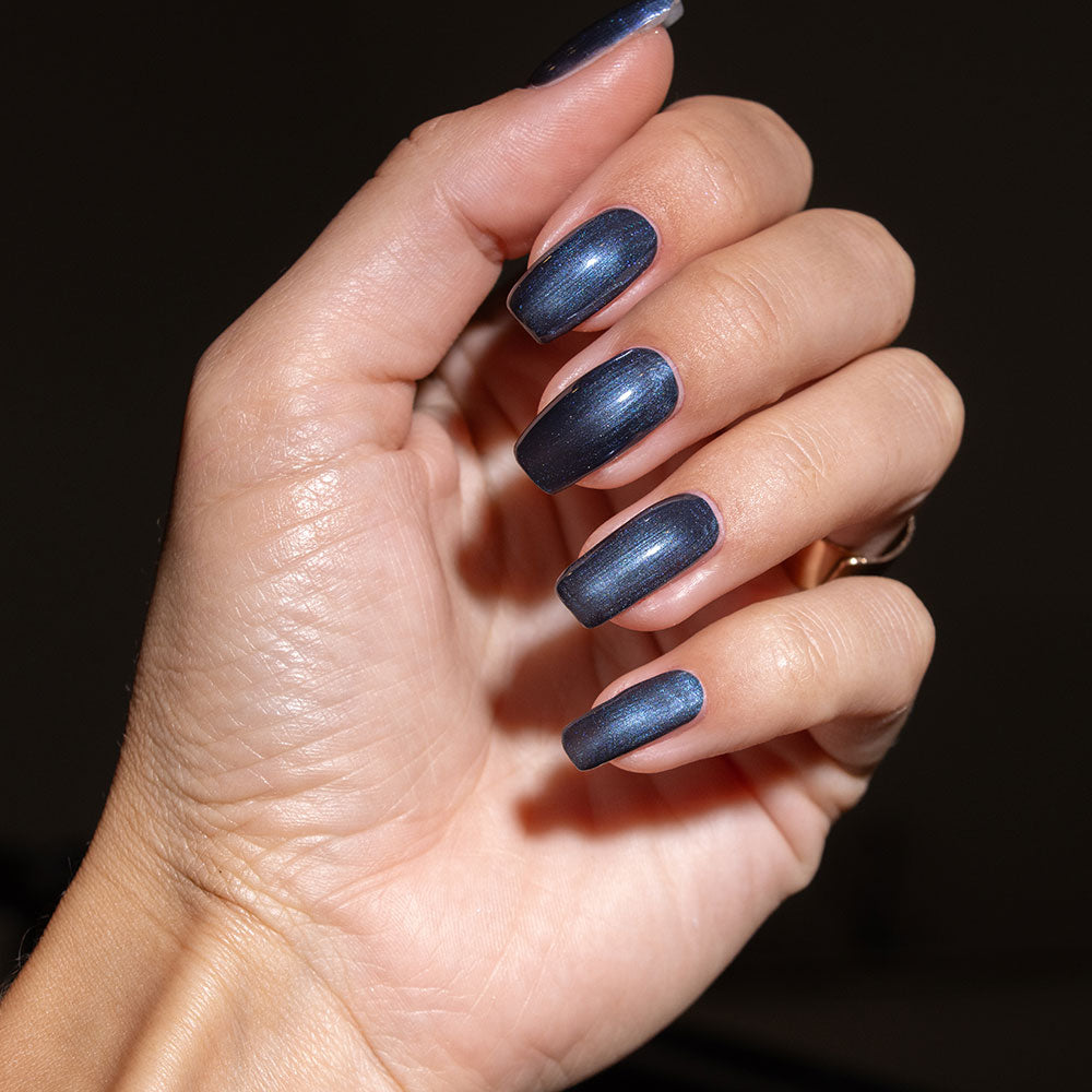 Gelous Midnight Blues gel nail polish swatch - photographed in New Zealand