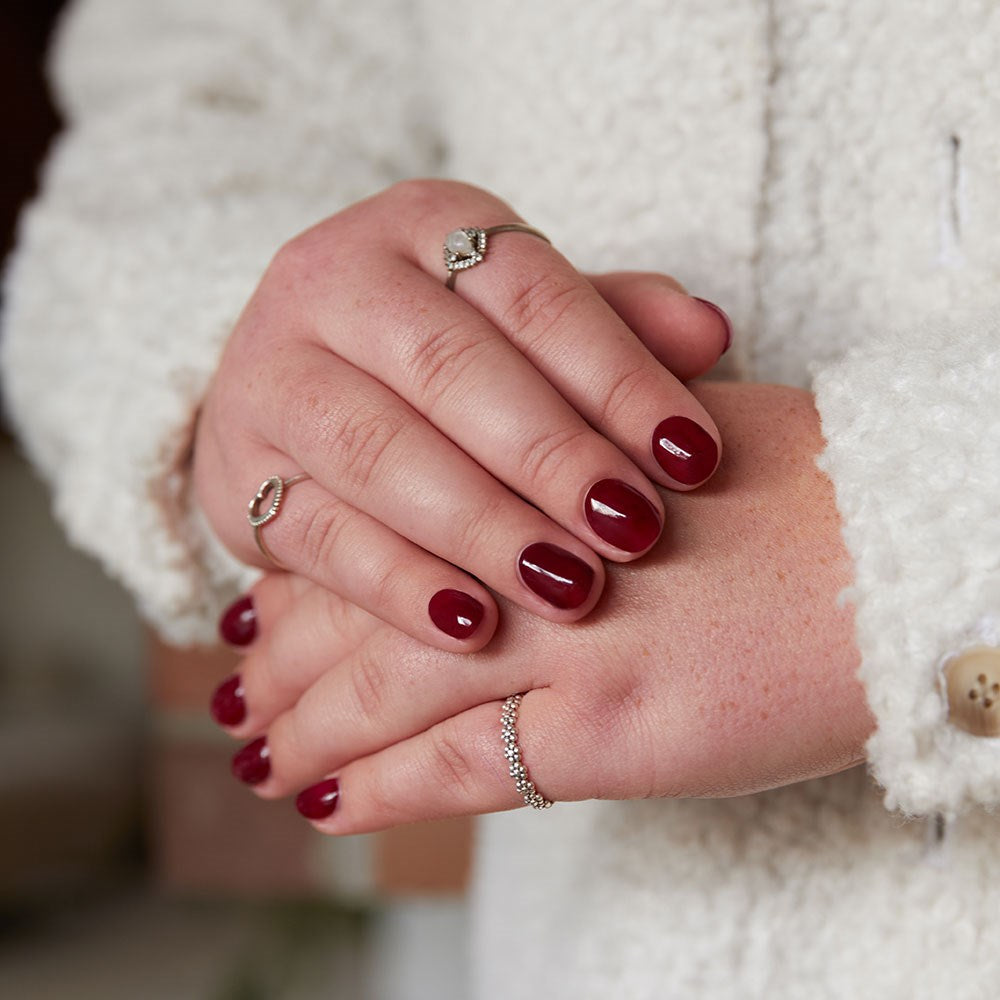 Gelous Merlot gel nail polish - photographed in New Zealand on model