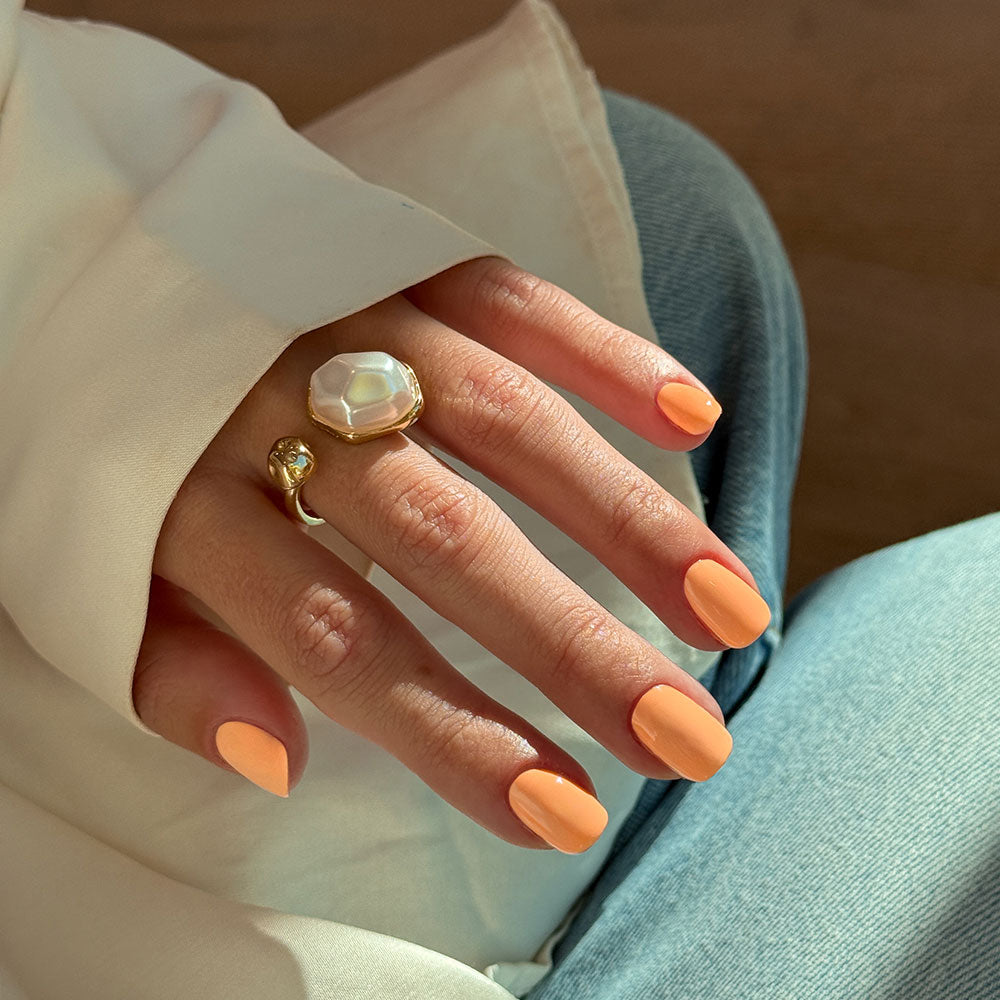 Gelous Orange Sherbet HEMA & TPO-Free gel nail polish swatch - photographed in New Zealand