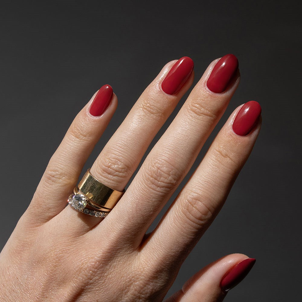 Gelous Pinot Noir HEMA & TPO Free gel nail polish - photographed in New Zealand on model