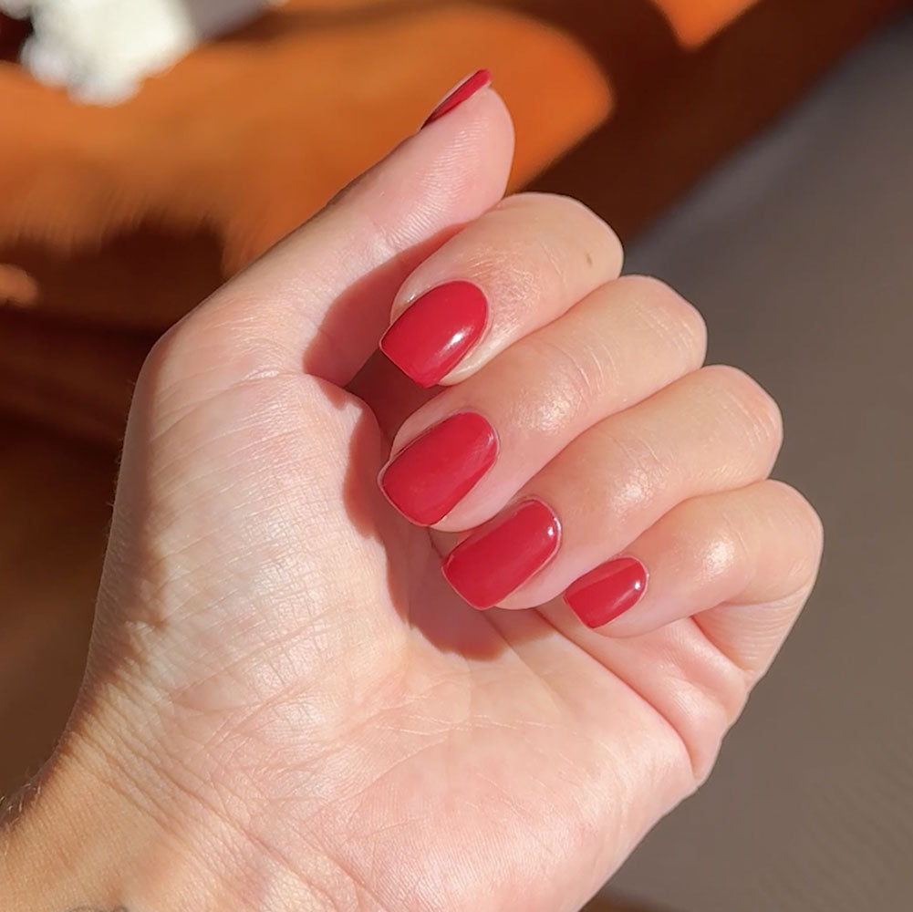 Gelous Pinot Noir HEMA & TPO Free gel nail polish - photographed in New Zealand on model