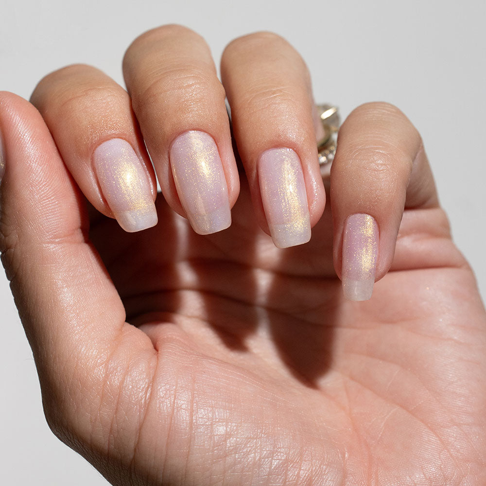 Gelous Pearlescent Rose Quartz gel nail polish swatch - photographed in New Zealand