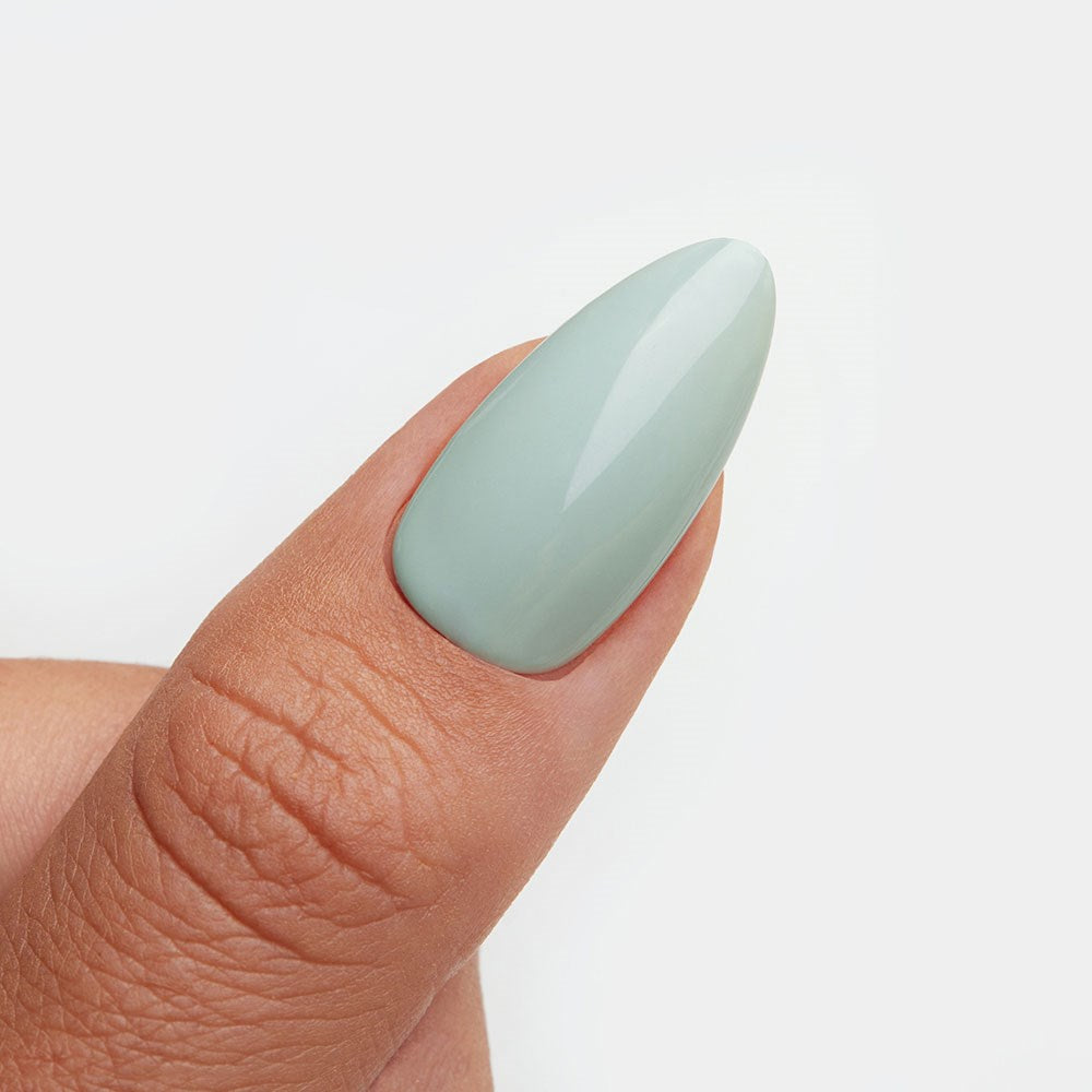 Gelous Pistachio HEMA & TPO Free gel nail polish swatch - photographed in New Zealand on model