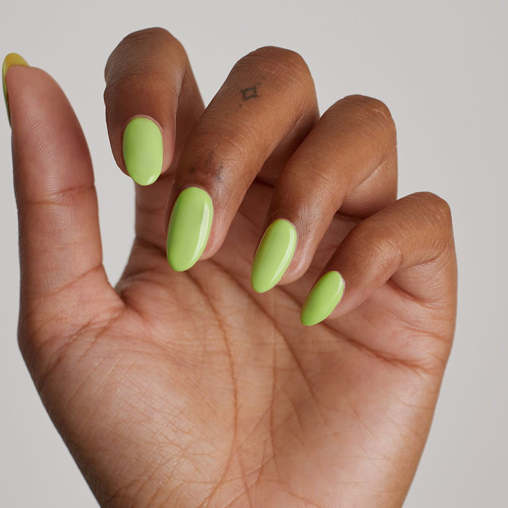 Gelous Read Between the Limes gel nail polish swatch - photographed in New Zealand