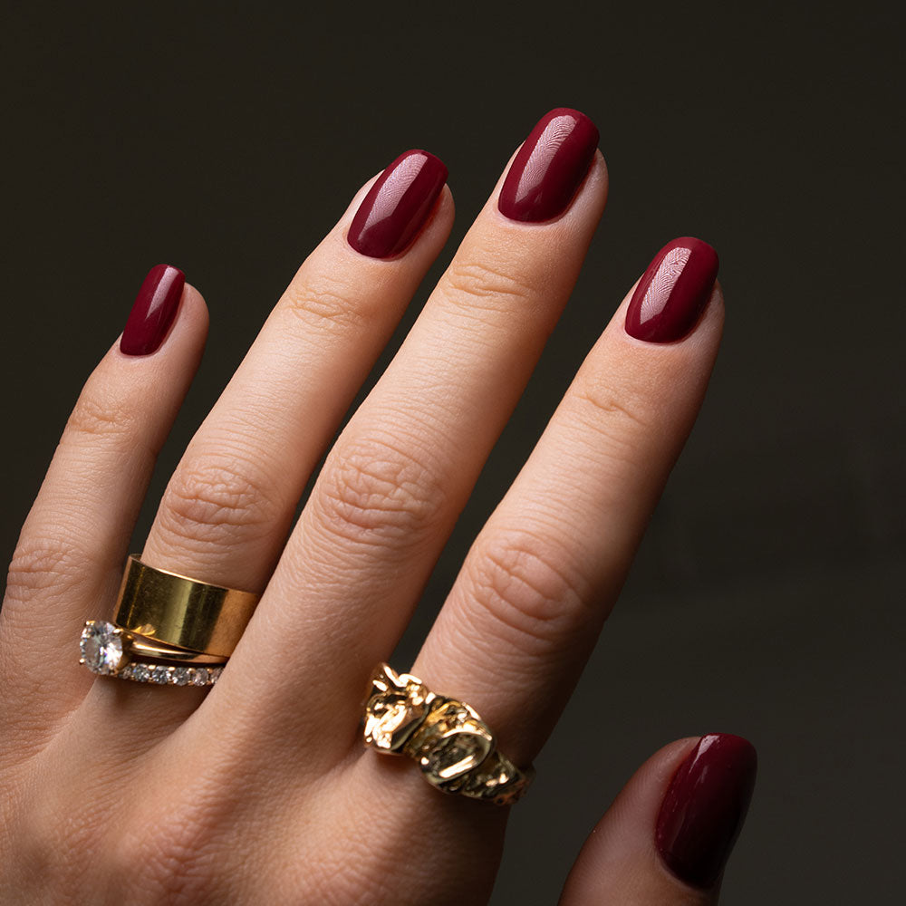 Gelous Rich Mahogany gel nail polish - photographed in New Zealand on model