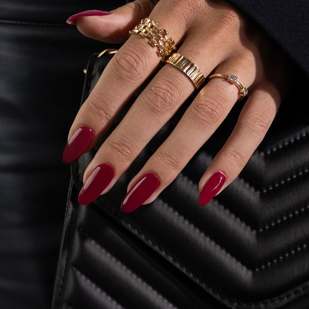 Gelous Skip a Beet HEMA & TPO Free gel nail polish - photographed in New Zealand on model
