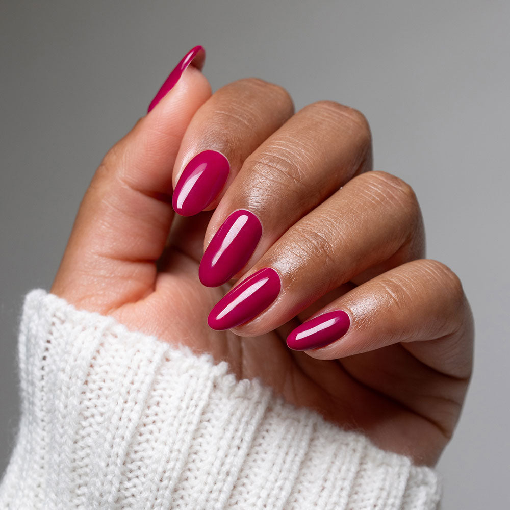 Gelous Skip a Beet HEMA & TPO Free gel nail polish swatch - photographed in New Zealand on model