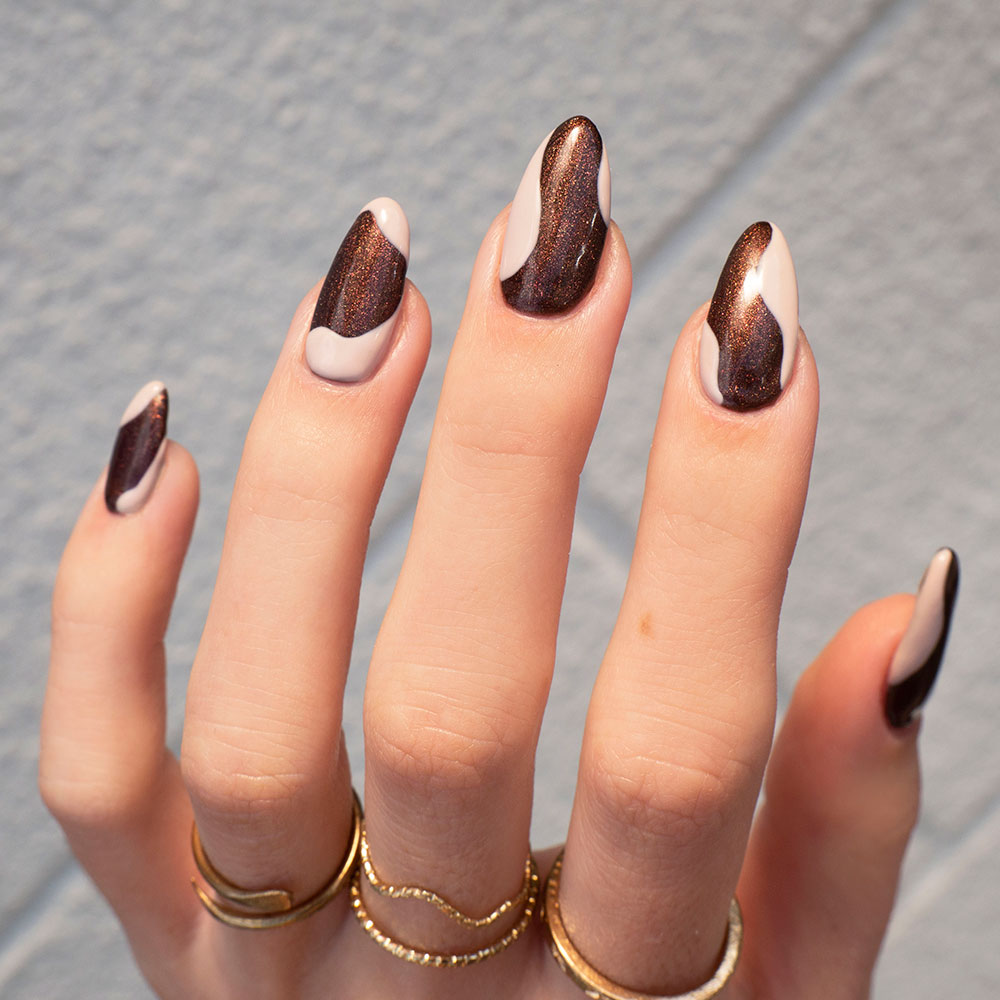 Gelous Shimmer Me Timbers HEMA & TPO Free gel nail polish - photographed in New Zealand on model