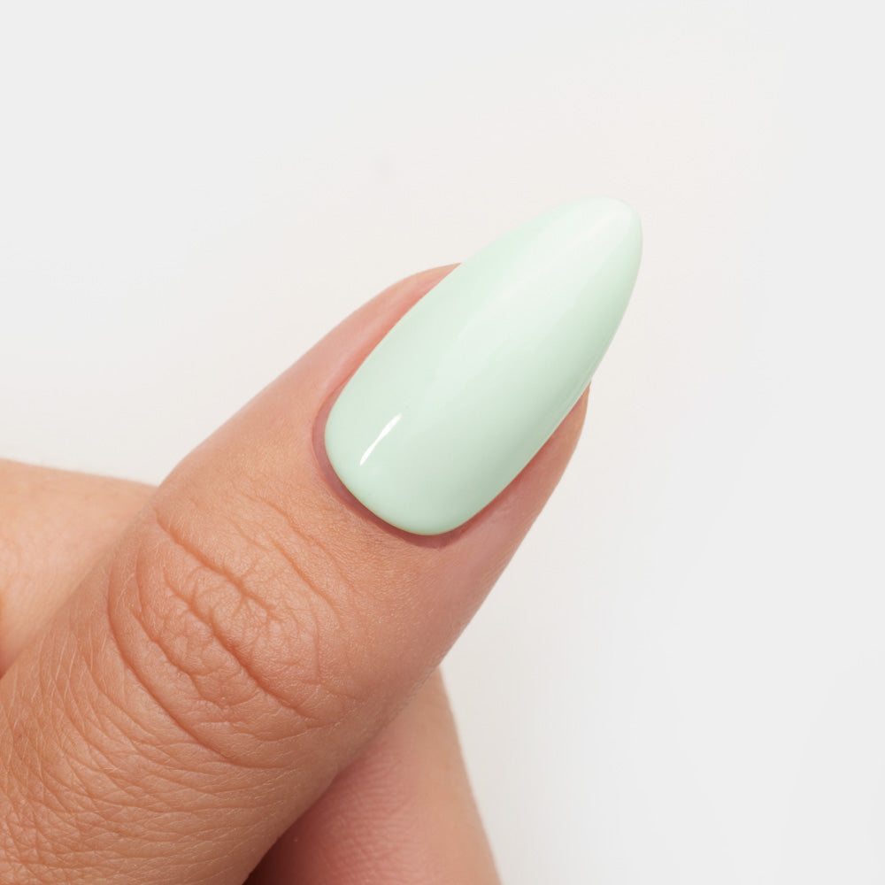 Gelous Serene Green HEMA & TPO-Free gel nail polish swatch - photographed in New Zealand