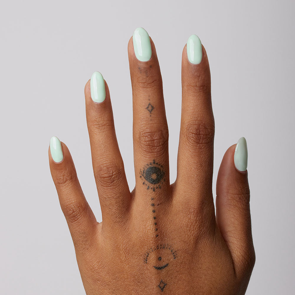 Gelous Serene Green gel nail polish swatch - photographed in New Zealand