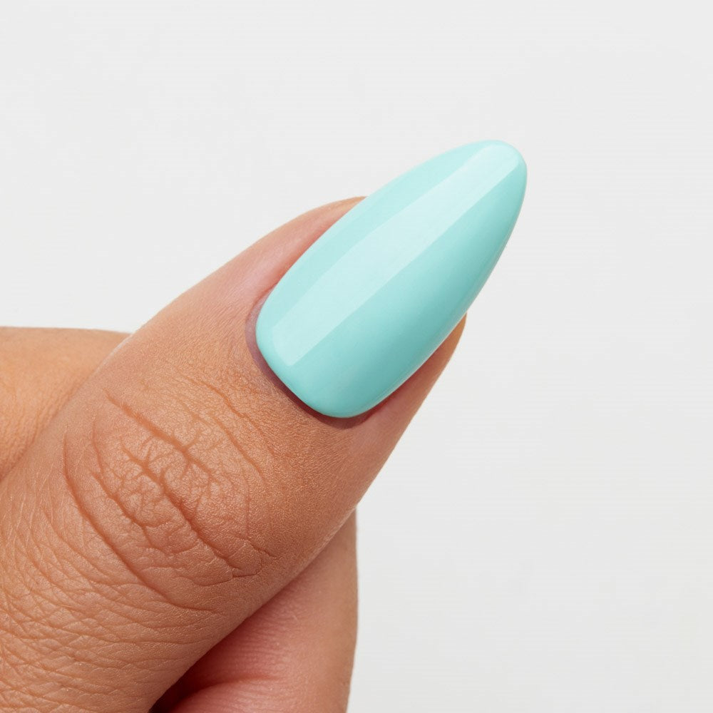 Gelous Tiffany Blues HEMA & TPO Free gel nail polish swatch - photographed in New Zealand on model