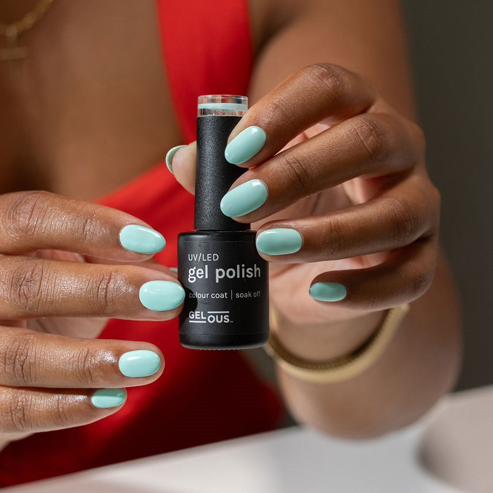 Gelous Tiffany Blues HEMA & TPO Free gel nail polish - photographed in New Zealand on model